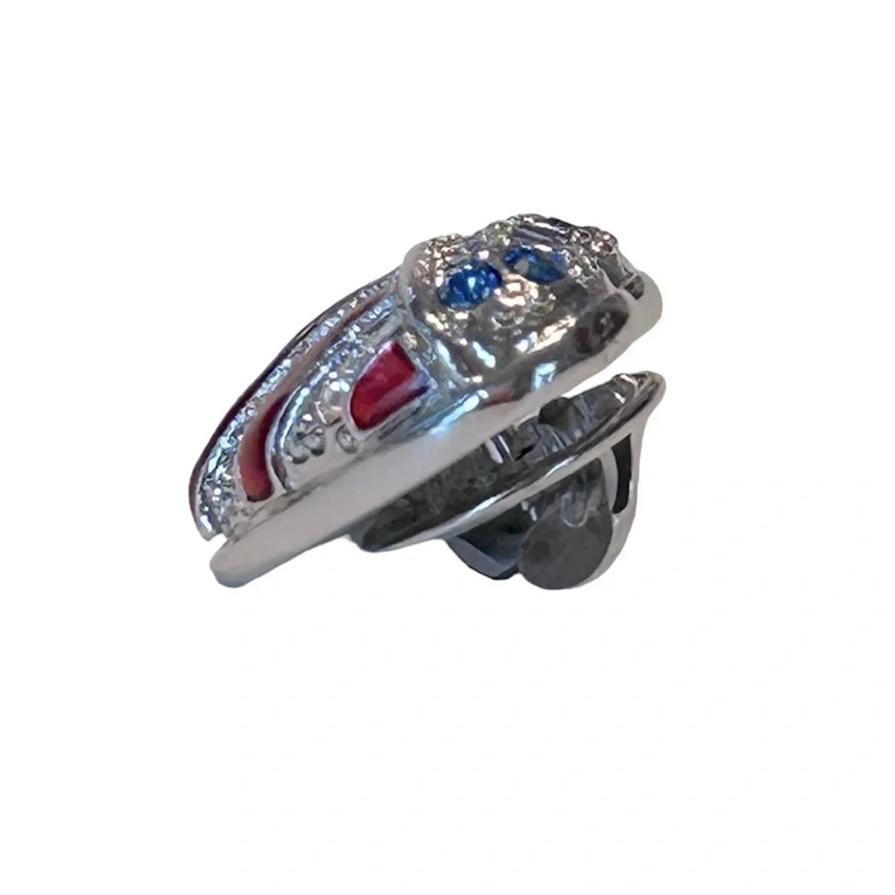 SWAROVSKI CRYSTAL Heart shape Brooch pin American flag Patriotic Beautiful Bling